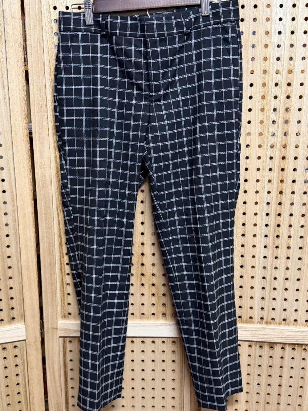 Banana Republic Avery Black White Windowpane Plaid Ankle Pants Size 4